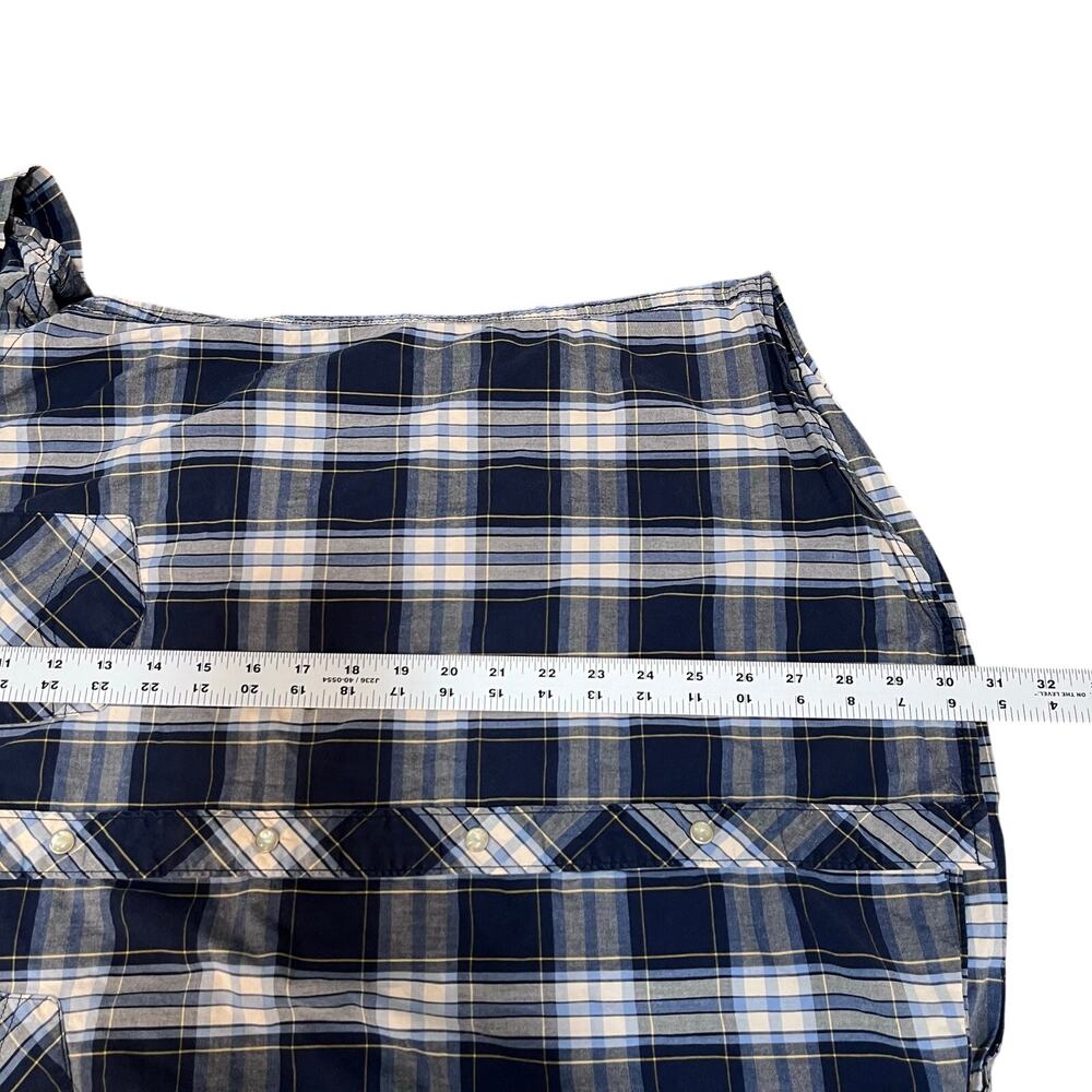 Bullhead Men's Western Short Sleeve Pearl Snap Shirt Blue Plaid XL - Picture 7 of 7
